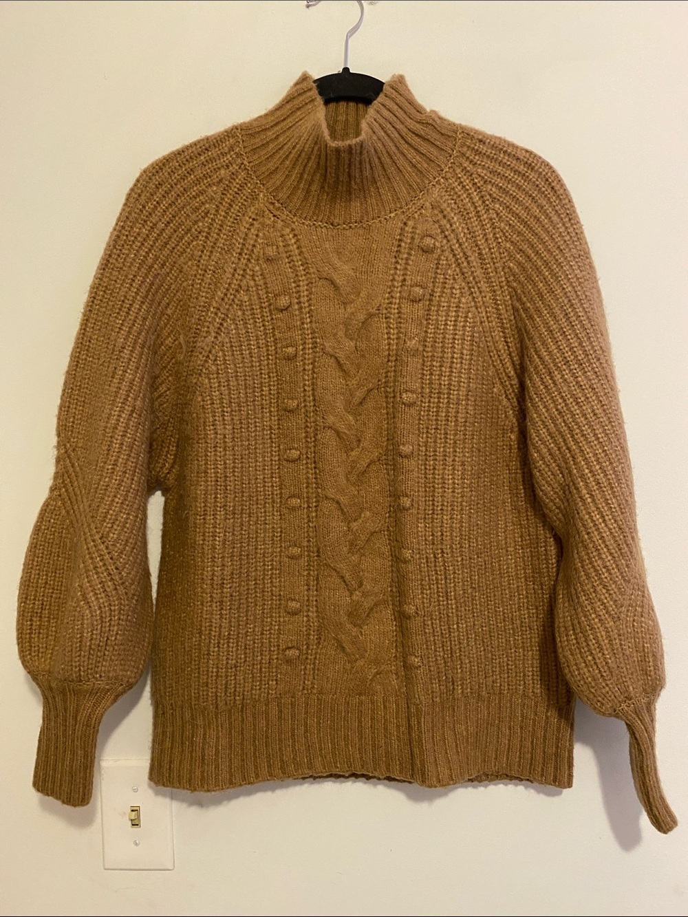 Ava & Viv Camel Cable Funnel Neck Sweater